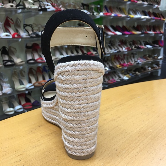 1 left! Delicious Black Nubuck Espadrille 5” Wedge - Picture 4 of 7